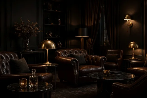 A dark lounge still for CroreBet responsible copy.